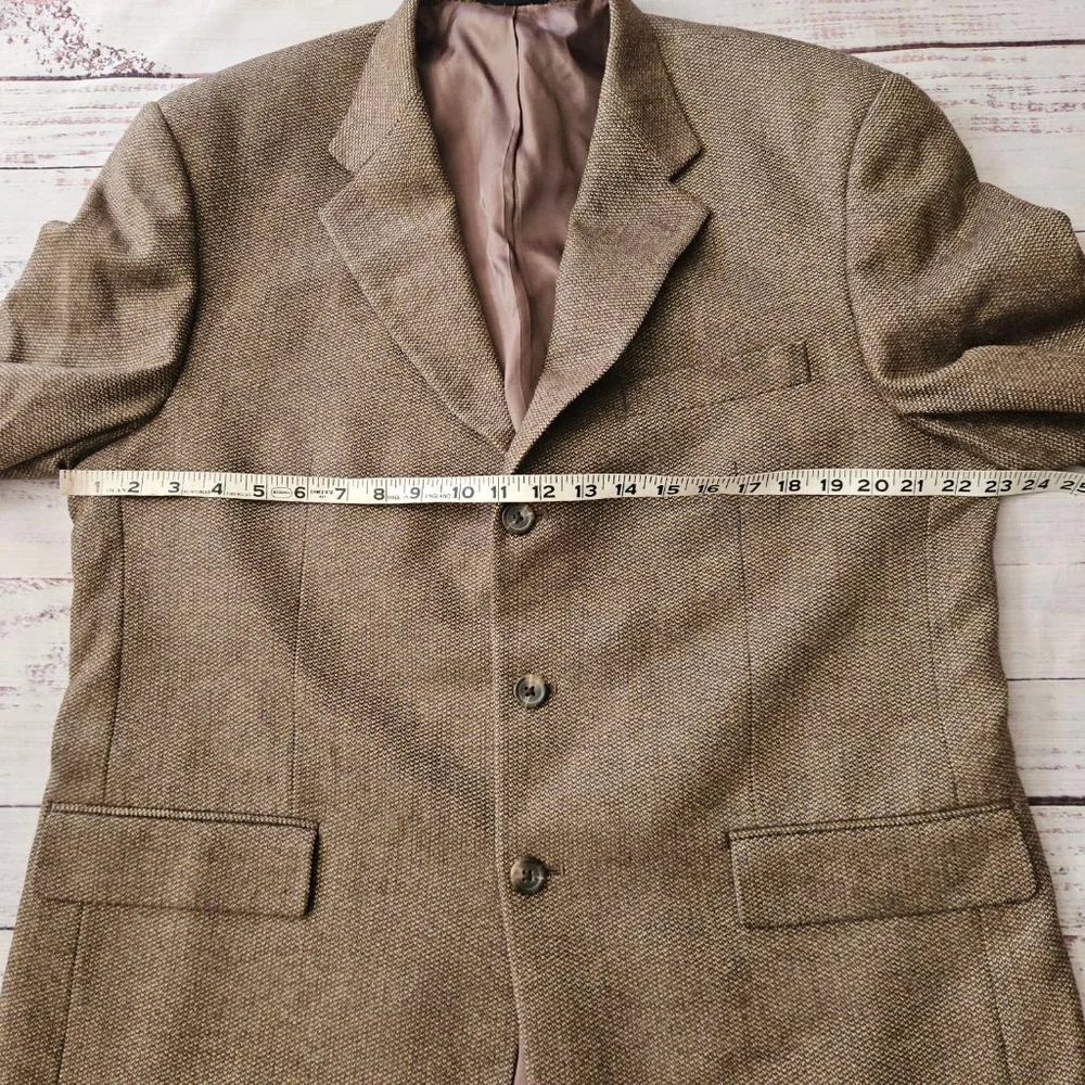 Vintage Lauren Ralph Lauren Lambswool Woven Brown Blazer Mens 44R
